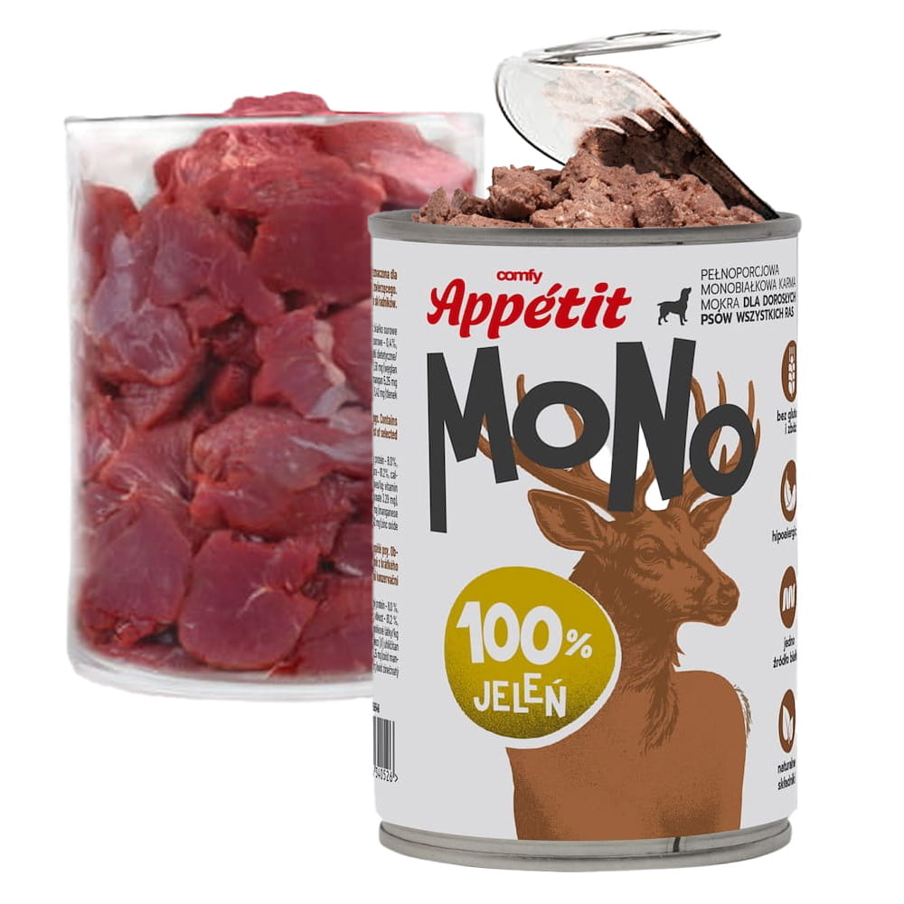 Comfy Appetit Mono Jeleń Monoproteinowa Karma Mokra Dla Psa Puszka Zestaw 6 sztuk 400g